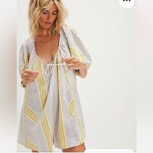 Free People Bop Around Romper Lavender Combo Seaside XS NWT